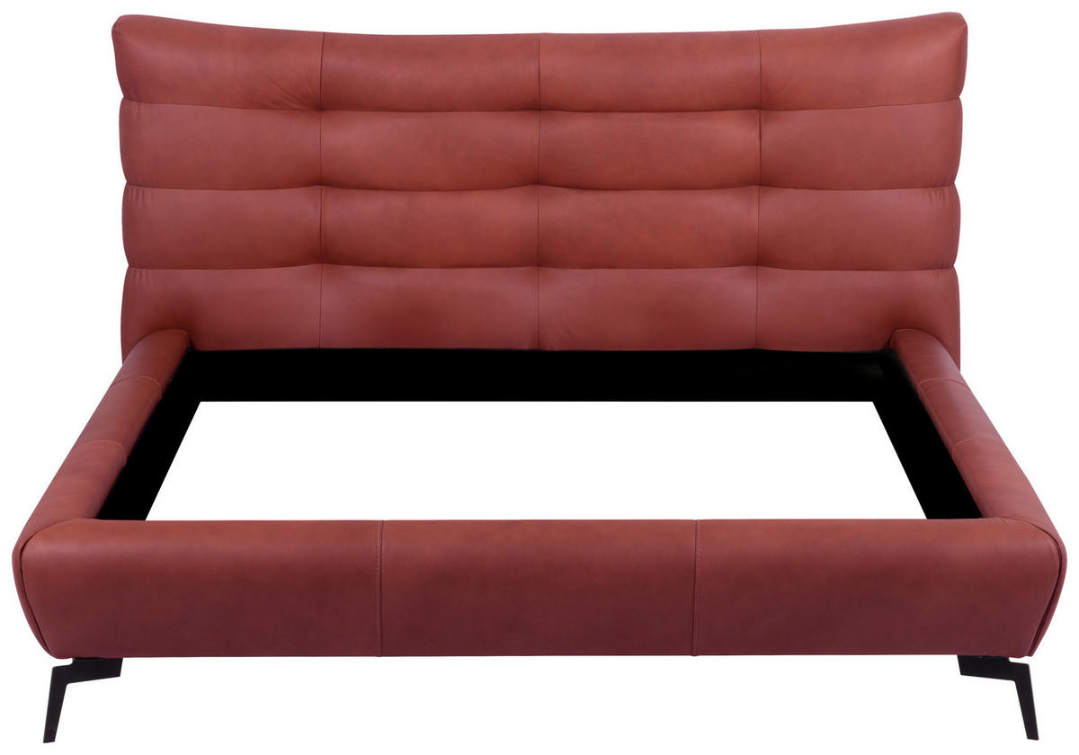 POLSTERBETT gepolstertes Kopfteil Kirschrot 180/200 cm  - Schwarz/Kirschrot, Design, Leder/Metall (180/200cm) - Esposa