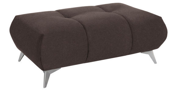 HOCKER in Textil Taupe  - Taupe/Edelstahlfarben, Design, Textil/Metall (120/43/70cm) - Hom`in