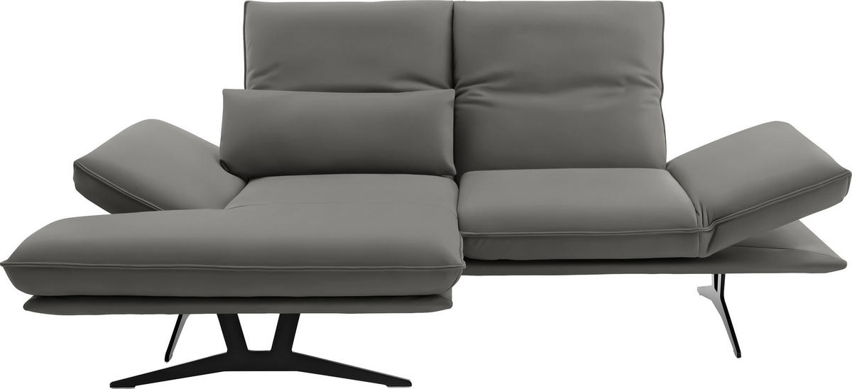 ECKSOFA Echtleder Hellgrau  - Gelb/Hellgrau, Design, Leder/Metall (130/210cm) - Dieter Knoll