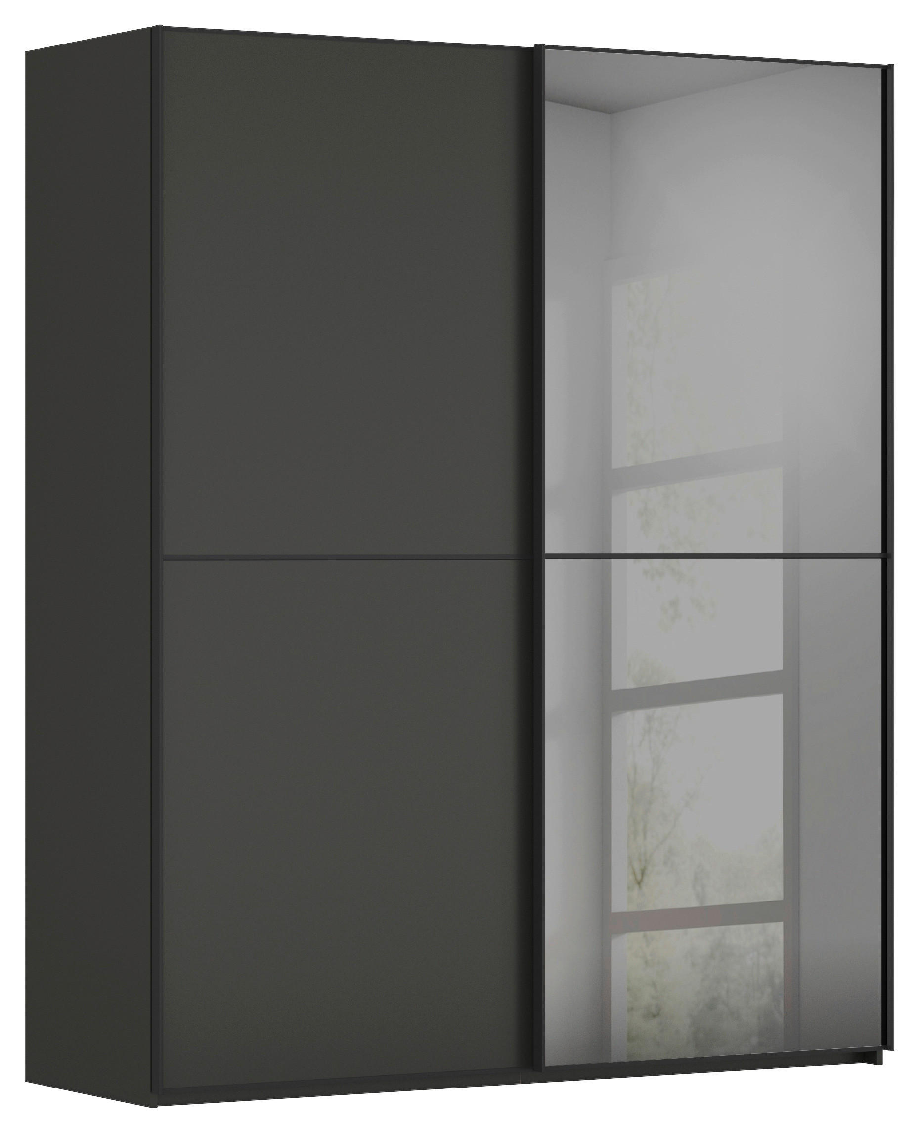 SCHWEBETÜRENSCHRANK 181/223/68 cm 2-türig Graphitfarben, Schwarz  - Schwarz/Graphitfarben, KONVENTIONELL, Glas/Holzwerkstoff (181/223/68cm) - Novel