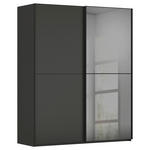 SCHWEBETÜRENSCHRANK  in Graphitfarben, Schwarz  - Schwarz/Graphitfarben, KONVENTIONELL, Glas/Holzwerkstoff (181/223/68cm) - Novel