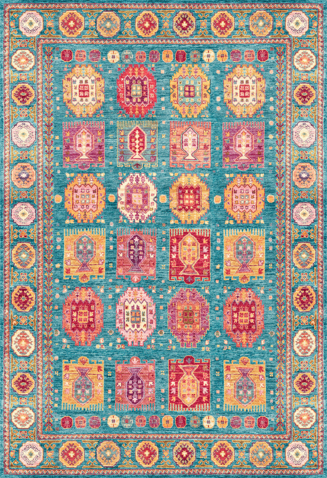 VINTAGE-TEPPICH Cortea Zylar 130/190 cm  in Hellblau, Dunkelrosa, Elfenbein  - Elfenbein/Dunkelrosa, LIFESTYLE, Kunststoff/Textil (130/190cm) - Lindorug