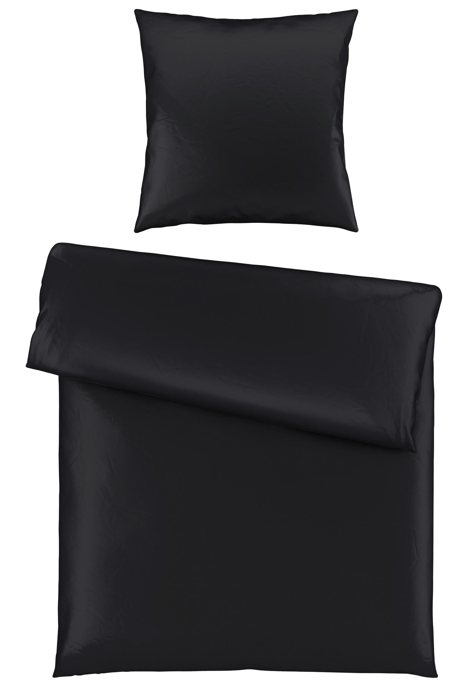 BETTWÄSCHE 2-teilig NIGIRI Satin 135/200 cm  - Schwarz, Basics, Textil (135/200cm) - Bio:Vio