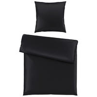 BETTWÄSCHE 2-teilig NIGIRI Satin 135/200 cm  - Schwarz, Basics, Textil (135/200cm) - Bio:Vio