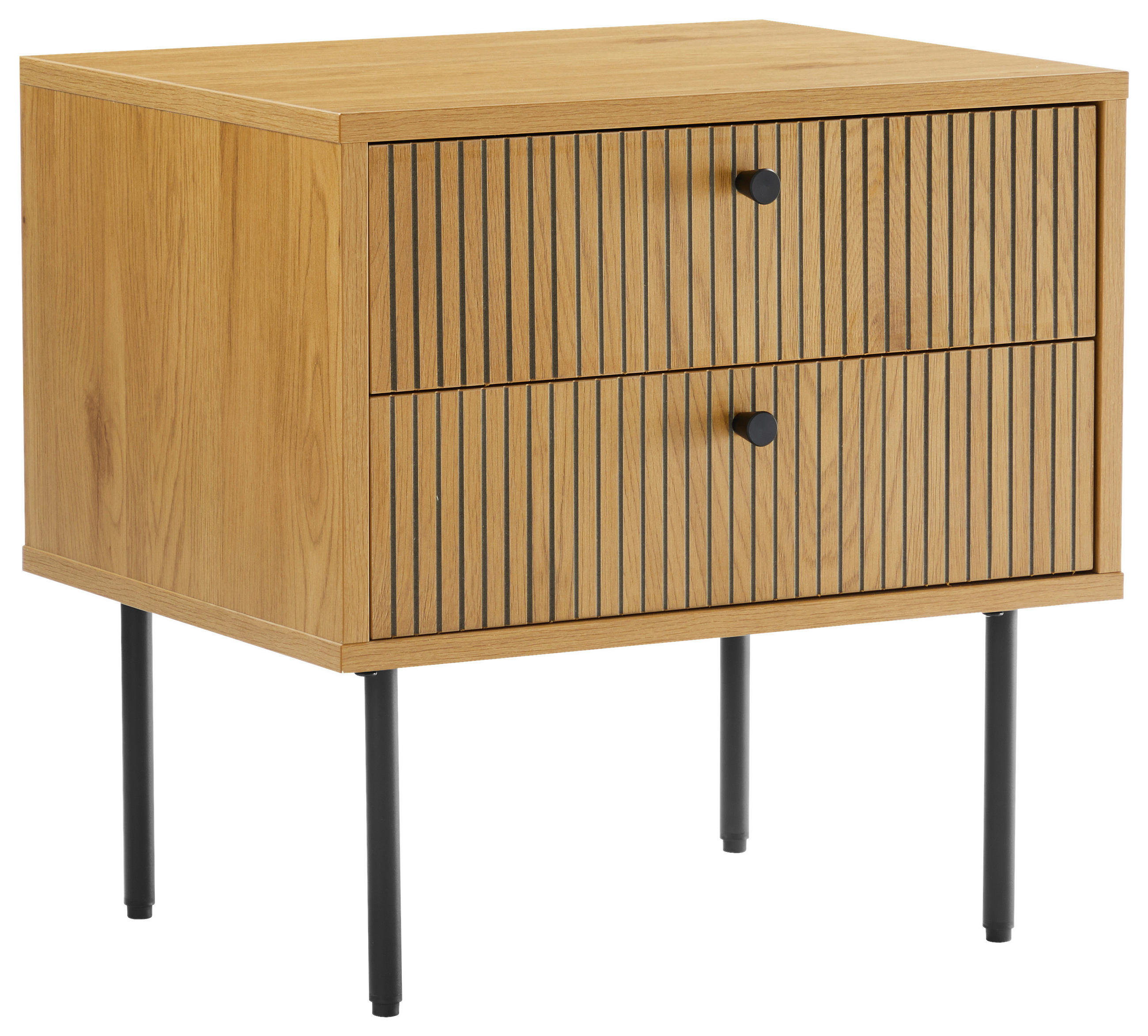 Noptieră, 50/50/40 cm, negru, culoare lemn stejar