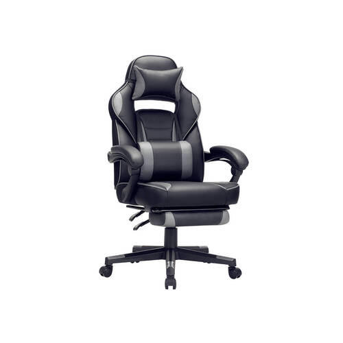 GAMINGSTUHL  in Grau, Schwarz  - Schwarz/Grau, Basics, Leder/Kunststoff (67/116/66cm) - Boxxx