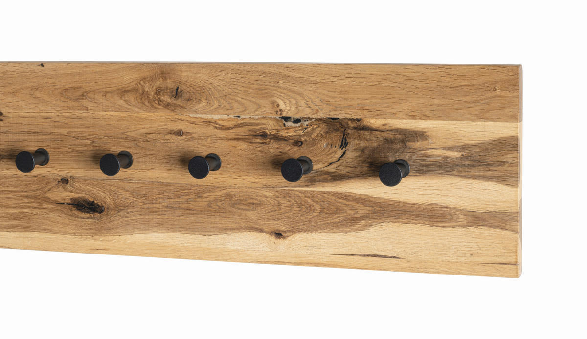 WANDGARDEROBE  in Eiche massiv Schwarz, Eichefarben  - Eichefarben/Schwarz, Basics, Holz/Metall (80/20/6cm)