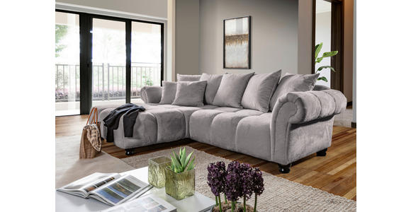 ECKSOFA  in Plüsch Grau  190/288 cm  - Dunkelbraun/Grau, KONVENTIONELL, Holz/Textil (190/288cm) - Carryhome