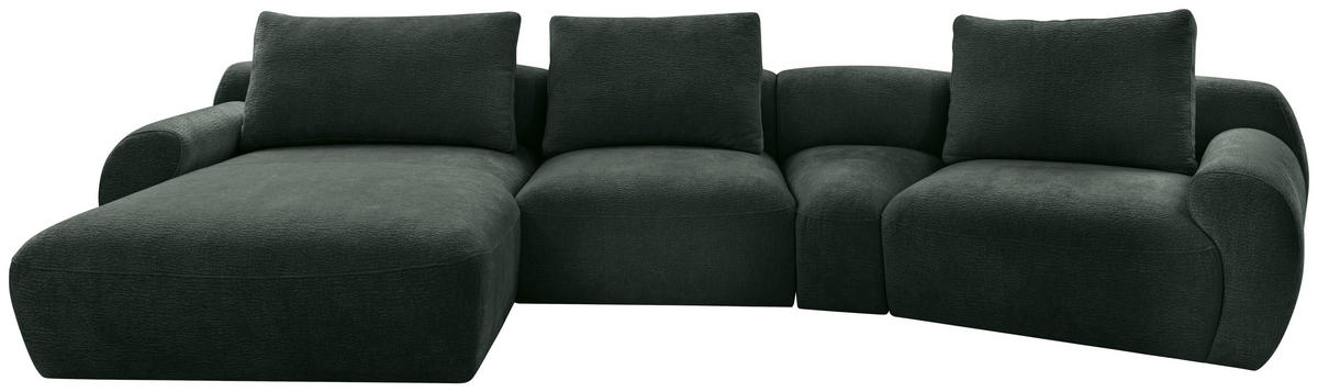 HÖRNSOFFA i chenille mörkgrön  - svart/mörkgrön, Klassisk, textil/plast (176/362cm) - MID.YOU