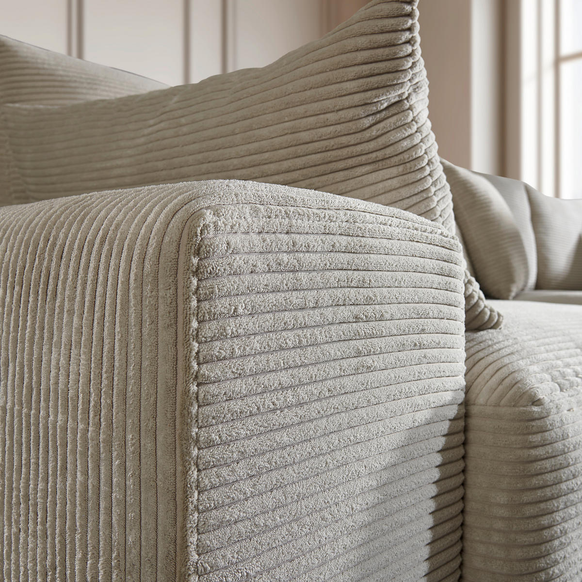 ECKSOFA in Cord Hellgrau  340/205 cm  - Hellgrau/Schwarz, Design, Kunststoff/Textil (340/205cm) - Lomoco