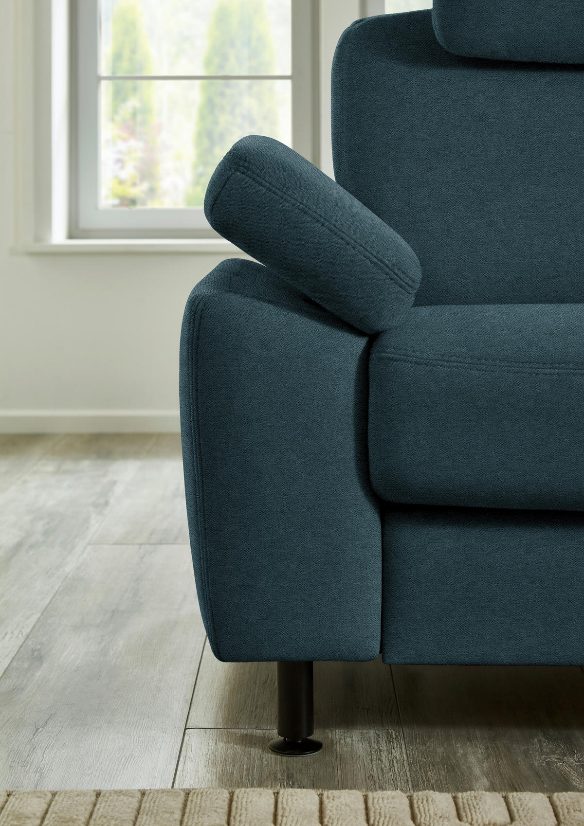 ECKSOFA  in Flachgewebe Opal  248/252 cm  - Opal/Schwarz, KONVENTIONELL, Textil/Metall (248/252cm) - Beldomo Comfort