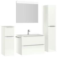 BADEZIMMER 5-teilig  in 141 cm  - Edelstahlfarben/Weiß Hochglanz, MODERN, Holzwerkstoff/Stein (141cm) - Nobilia