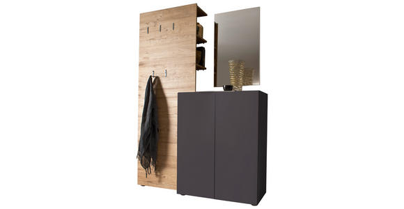 GARDEROBE 3-teilig in 135/190/39 cm - Eichefarben/Anthrazit, Design, Holzwerkstoff (135/190/39cm) - Carryhome