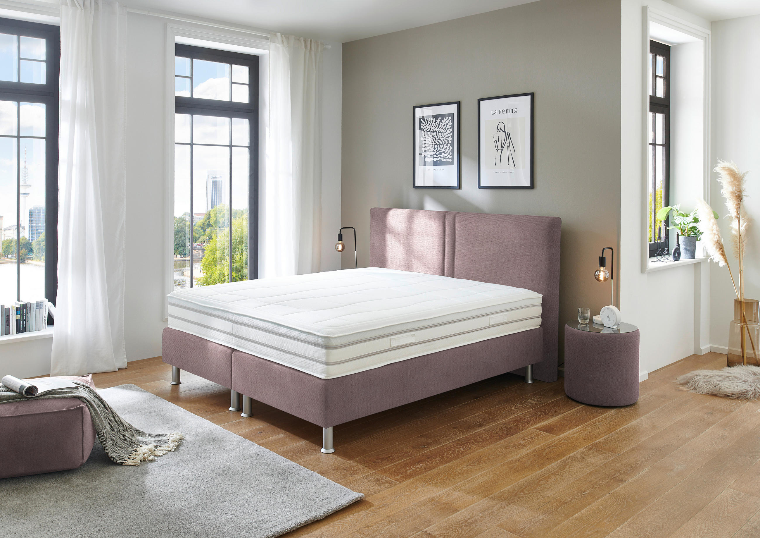 BOXSPRINGBETT 180/200 cm  in Altrosa  - Alufarben/Altrosa, Design, Kunststoff/Textil (180/200cm) - Beldomo - Sleep