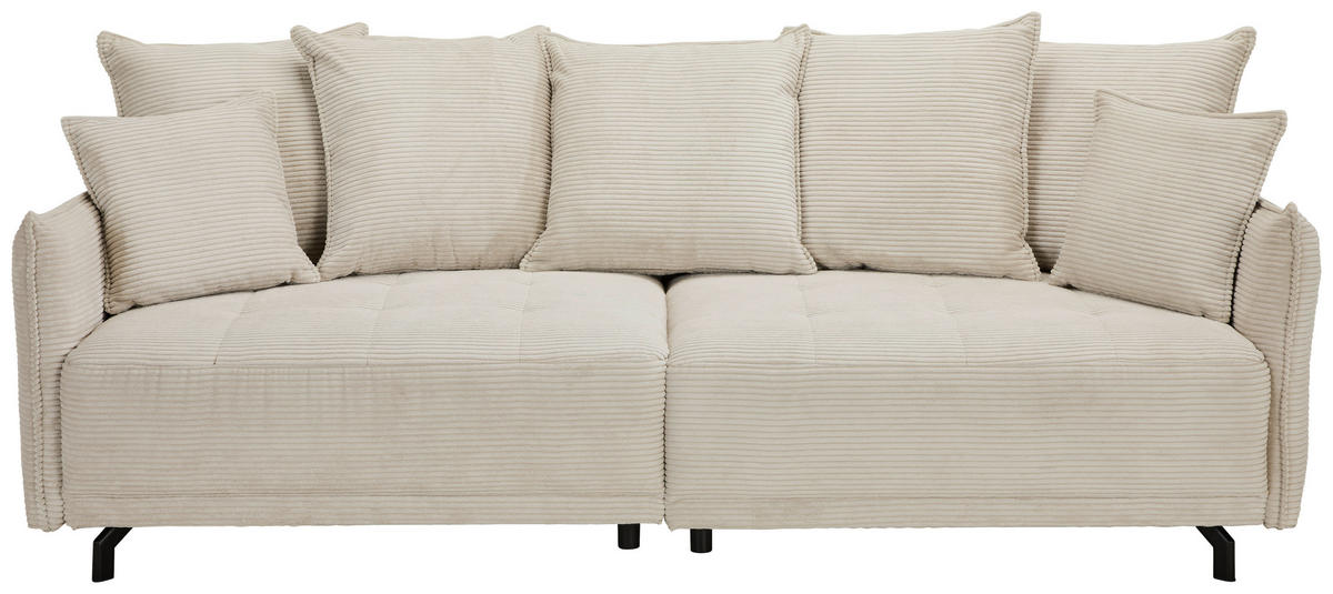 BIGSOFA in Cord Naturfarben  - Schwarz/Naturfarben, Design, Textil/Metall (226/91/103cm) - Carryhome