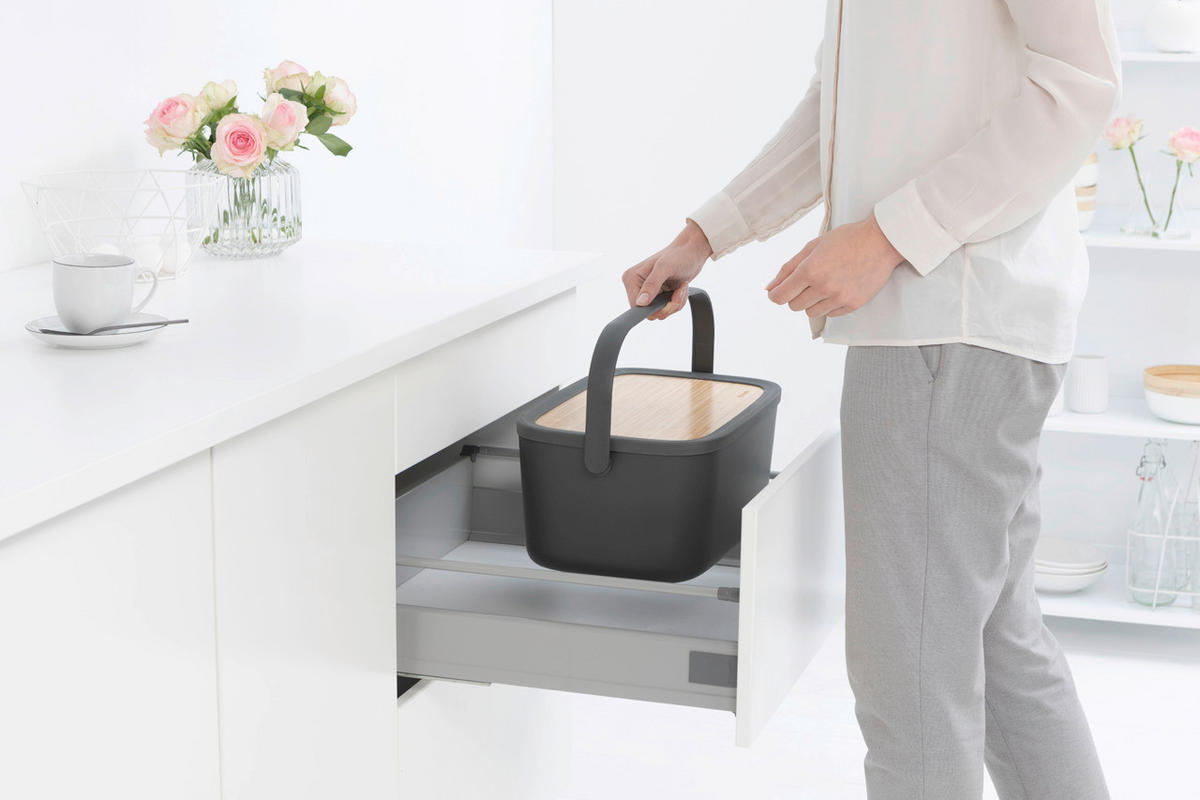 POSODA ZA KRUH   39.5/16.3/25.5 cm           - temno siva, Design, umetna masa/les (39.5/16.3/25.5cm) - Brabantia