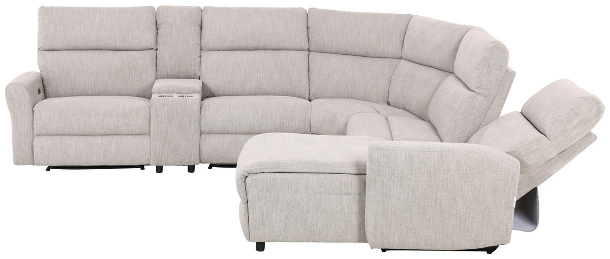 WOHNLANDSCHAFT Hellgrau Webstoff  - Hellgrau/Schwarz, KONVENTIONELL, Kunststoff/Textil (325/107/302cm) - MID.YOU