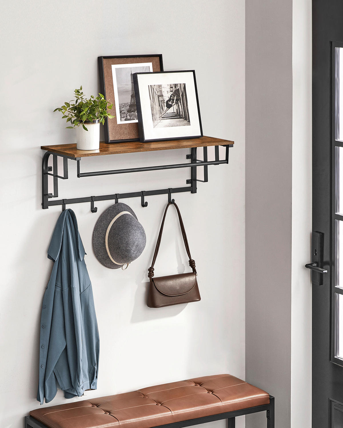 WANDGARDEROBE  in Braun, Schwarz  - Schwarz/Braun, Trend, Holzwerkstoff/Metall (80/27/30cm) - Boxxx