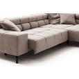 ECKSOFA inkl. Sitzvorzug in Cord Taupe  - Taupe/Schwarz, Design, Textil/Metall (321/216cm) - Hom`in