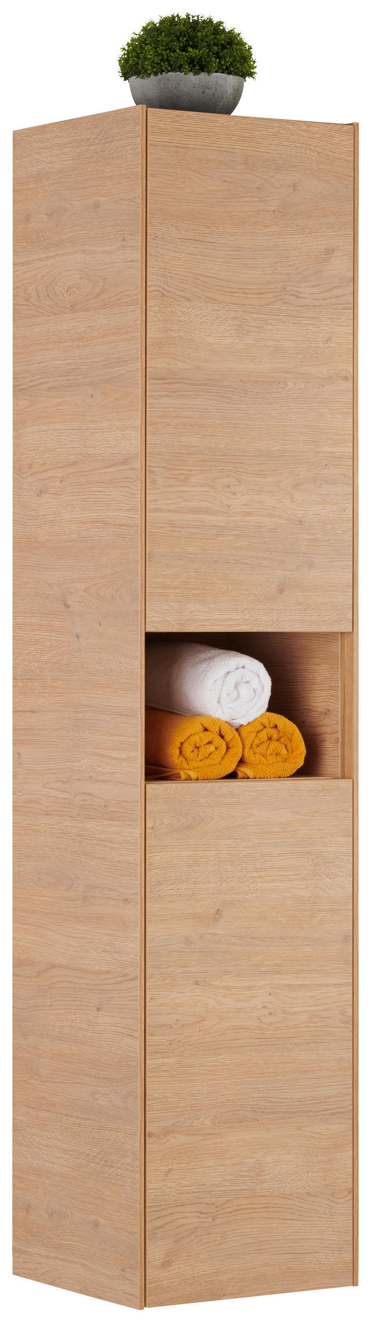 HOCHSCHRANK 35/160/35 cm  - Hellbraun/Naturfarben, KONVENTIONELL, Glas/Holzwerkstoff (35/160/35cm) - Emilio Belluti