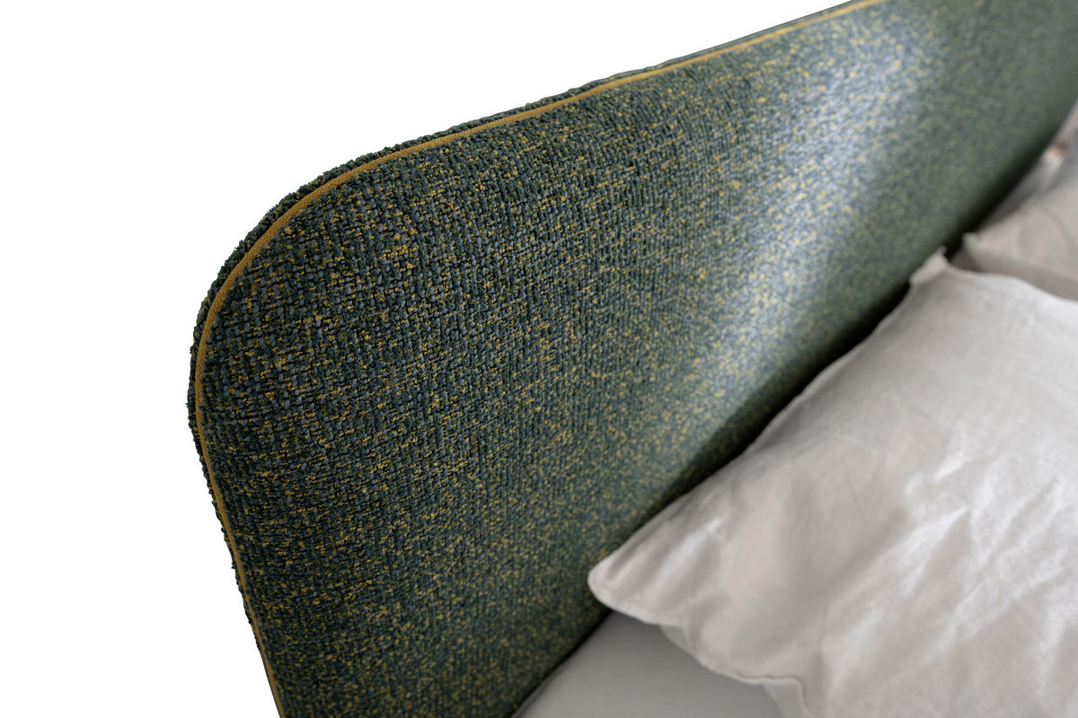 POLSTERBETT PRIMO 160/200 cm  in Dunkelgrün, Gelb  - Dunkelgrün/Gelb, Design, Textil/Metall (160/200cm) - Xora