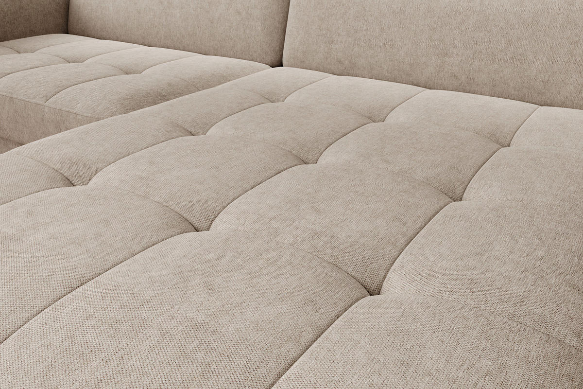ECKSOFA in Velours Beige  228/165 cm  - Beige/Schwarz, Design, Textil/Metall (228/165cm) - MID.YOU
