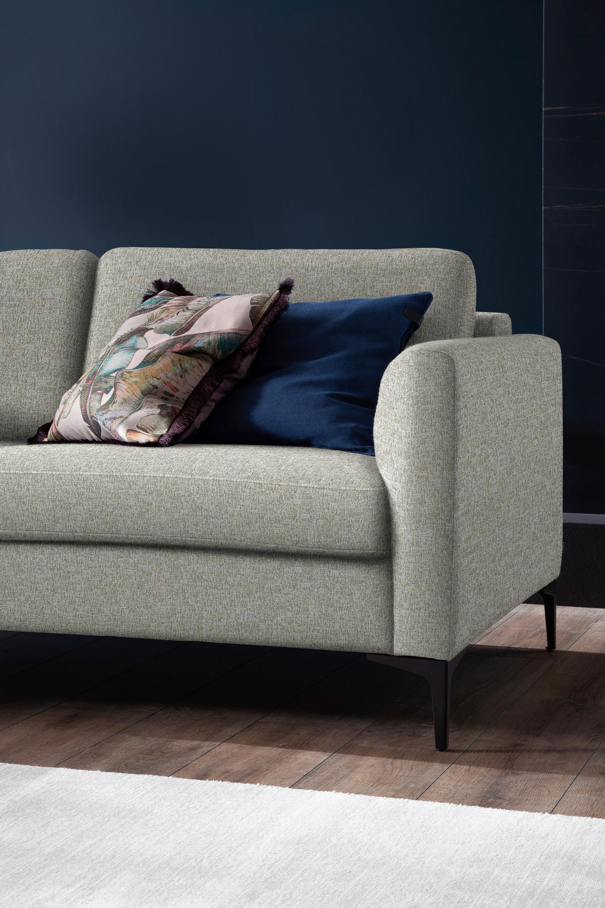 ECKSOFA in Flachgewebe Taupe  195/310 cm  - Taupe/Schwarz, Design, Textil/Metall (195/310cm) - Schöner Wohnen