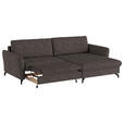 ECKSOFA in Flachgewebe, Leinenoptik Braun  - Schwarz/Braun, Design, Textil/Metall (242/170cm) - Xora