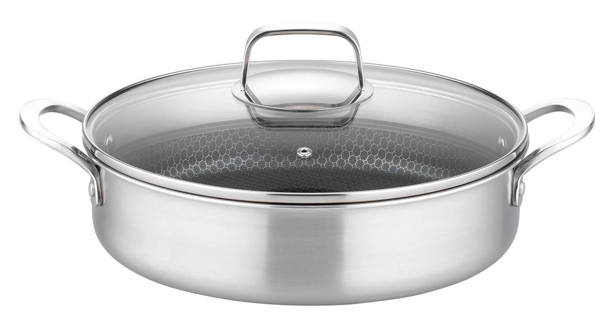 SERVIERPFANNE INOXXA BLACK Vitaflon® Quarzit Beschichtung 28 cm  - Edelstahlfarben, Basics, Metall (28cm) - GSW