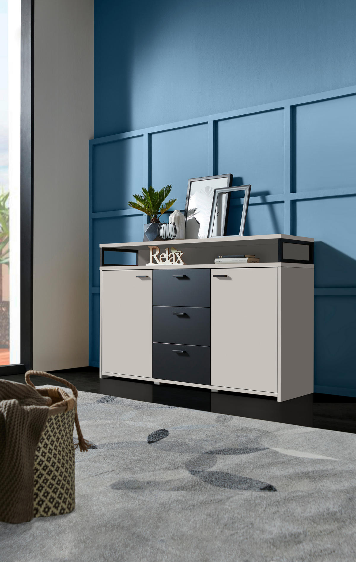 KOMODA   134/87,8/38 cm   crna, kašmir  - kašmir/crna, Konvencionalno, drvni materijal/plastika (134/87,8/38cm)