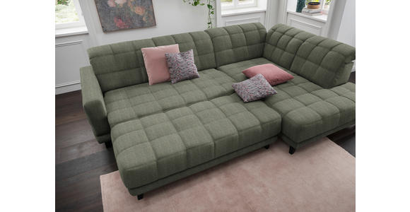 ECKSOFA in Webstoff Grün  302/216 cm  - Schwarz/Grün, Design, Holz/Textil (302/216cm) - Xora