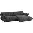 ECKSOFA in Flachgewebe Graubraun  264/185 cm  - Graubraun/Schwarz, Design, Kunststoff/Textil (264/185cm) - Emilio Belluti