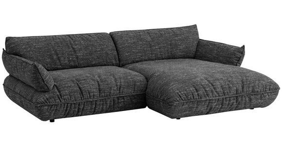 ECKSOFA in Flachgewebe Graubraun 264/185 cm - Graubraun/Schwarz, Design, Kunststoff/Textil (264/185cm) - Emilio Belluti