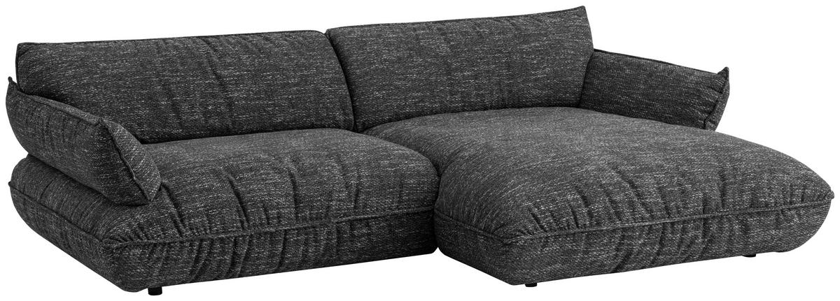 ECKSOFA in Flachgewebe Graubraun  - Graubraun/Schwarz, Design, Kunststoff/Textil (264/185cm) - Emilio Belluti