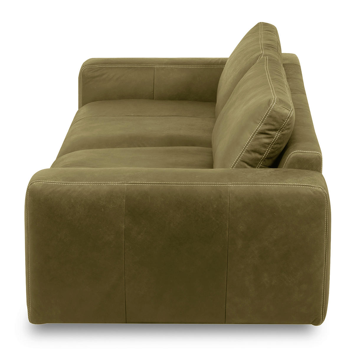 3-SITZER-SOFA  in Echtleder Olivgrün   - Beige/Schwarz, Design, Leder/Kunststoff (300/85/123cm) - Livetastic
