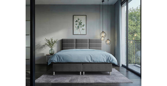 BOXBETT 160/200 cm,  in Anthrazit, Matratze, Bettkasten, Topper, H2 = mittel  - Chromfarben/Anthrazit, KONVENTIONELL, Textil/Metall (160/200cm) - Carryhome