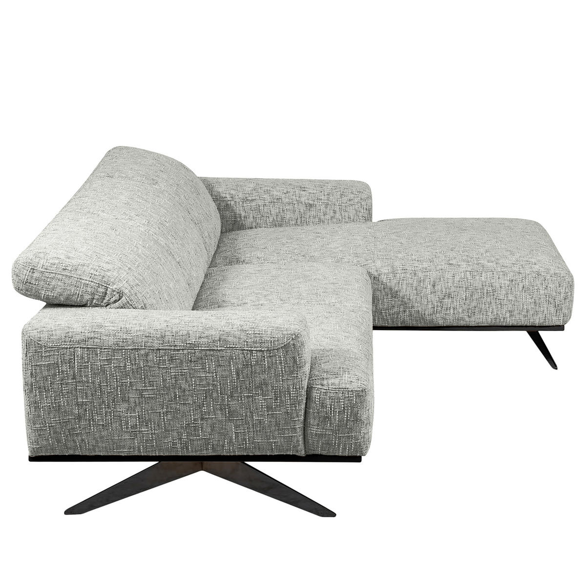 ECKSOFA PORTLAND in Struktur Grau Kopfteilverstellung  295/187 cm  - Schwarz/Grau, Design, Holz/Textil (295/187cm) - Livetastic