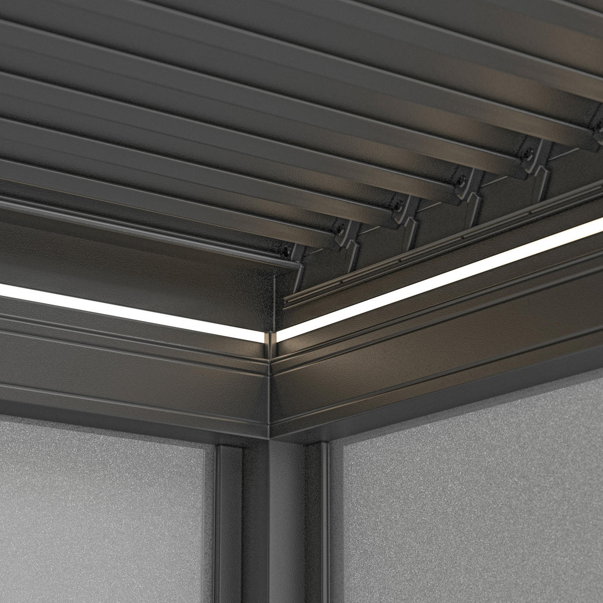 PAVILLON 396/231/299 cm Aluminium  - Anthrazit/Grau, Design, Textil/Metall (396/231/299cm) - Amatio