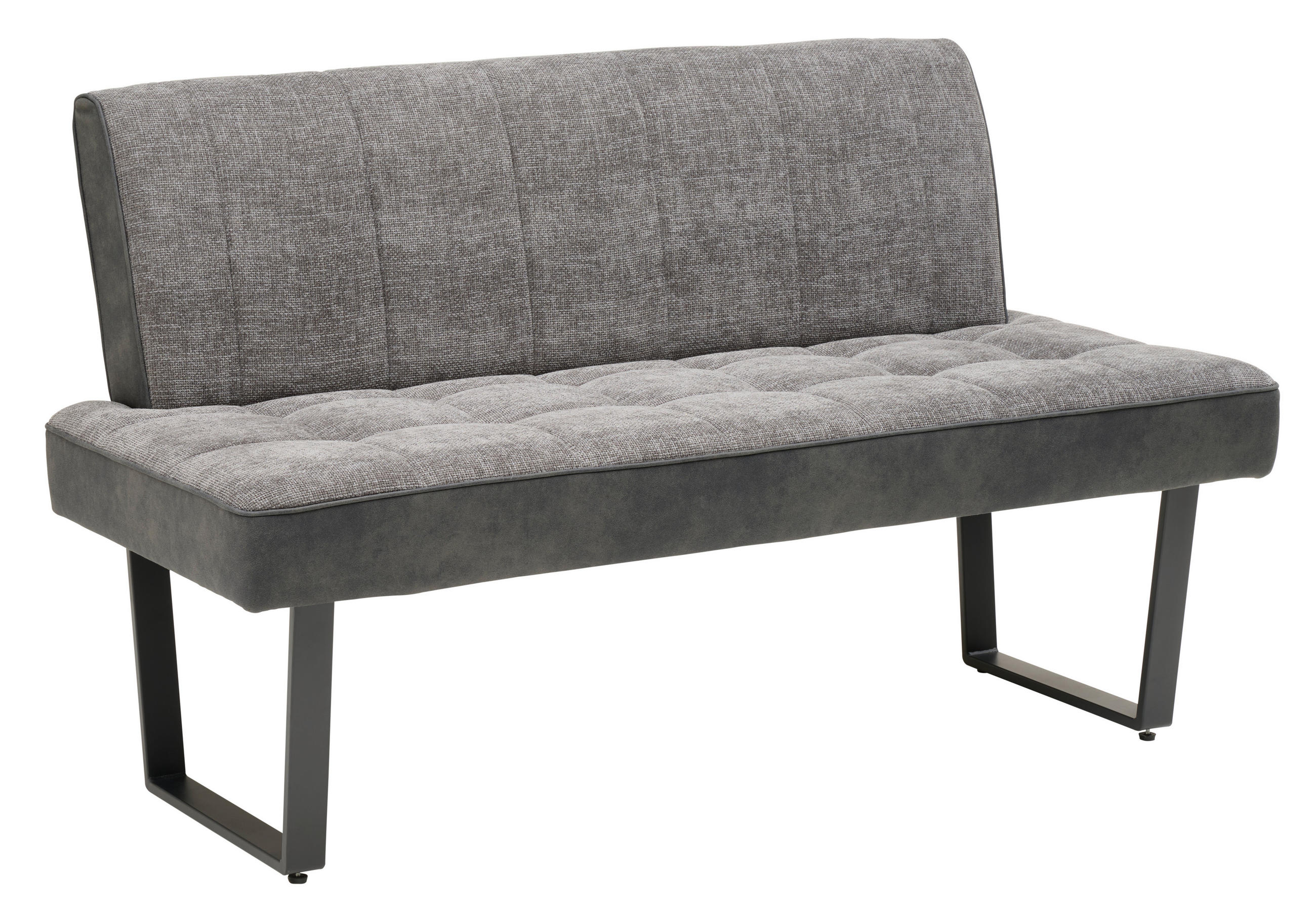 SITZBANK 140/86/70 cm Mikrofaser, Leinenoptik Grau, Schwarz  - Schwarz/Grau, KONVENTIONELL, Textil/Metall (140/86/70cm) - MID.YOU