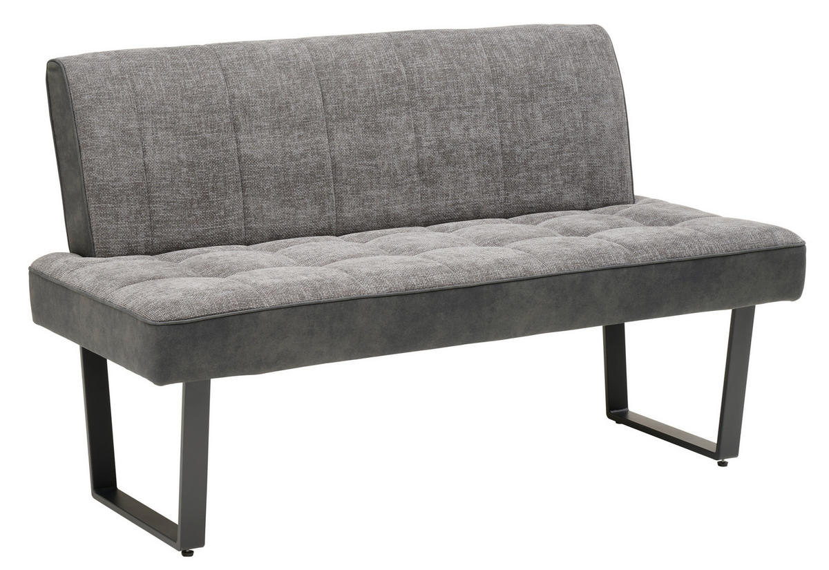 SITZBANK 140/86/70 cm Mikrofaser, Leinenoptik Grau, Schwarz  - Schwarz/Grau, KONVENTIONELL, Textil/Metall (140/86/70cm) - MID.YOU