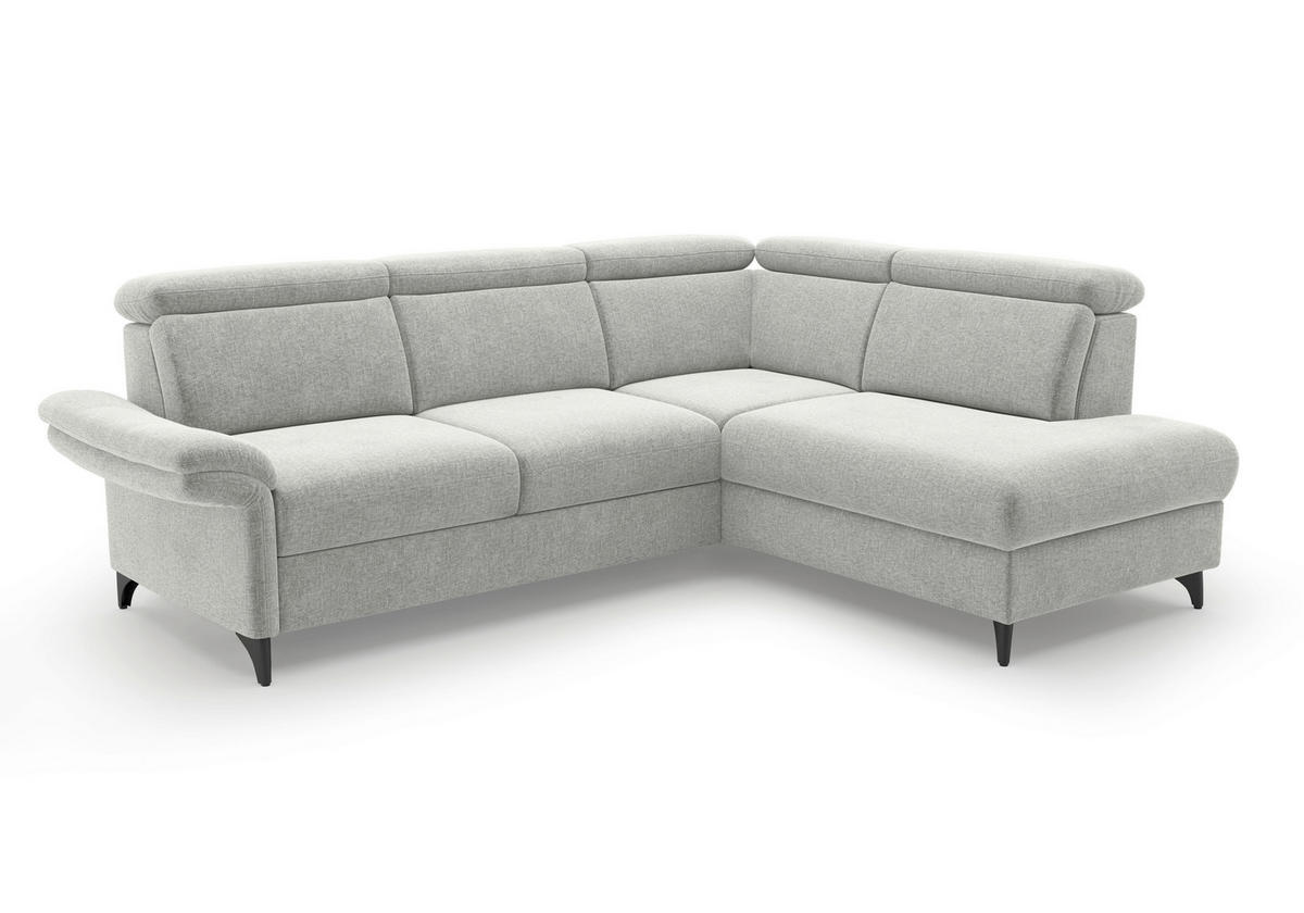 ECKSOFA GLENDALE E in Flachgewebe Hellgrau  247/193 cm  - Hellgrau/Schwarz, KONVENTIONELL, Textil/Metall (247/193cm) - Sit & More