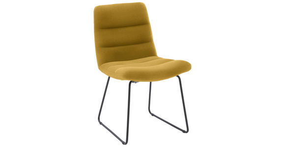 STUHL  in Cord Textil  - Gelb/Schwarz, Design, Textil/Metall (52/88/66cm) - Dieter Knoll