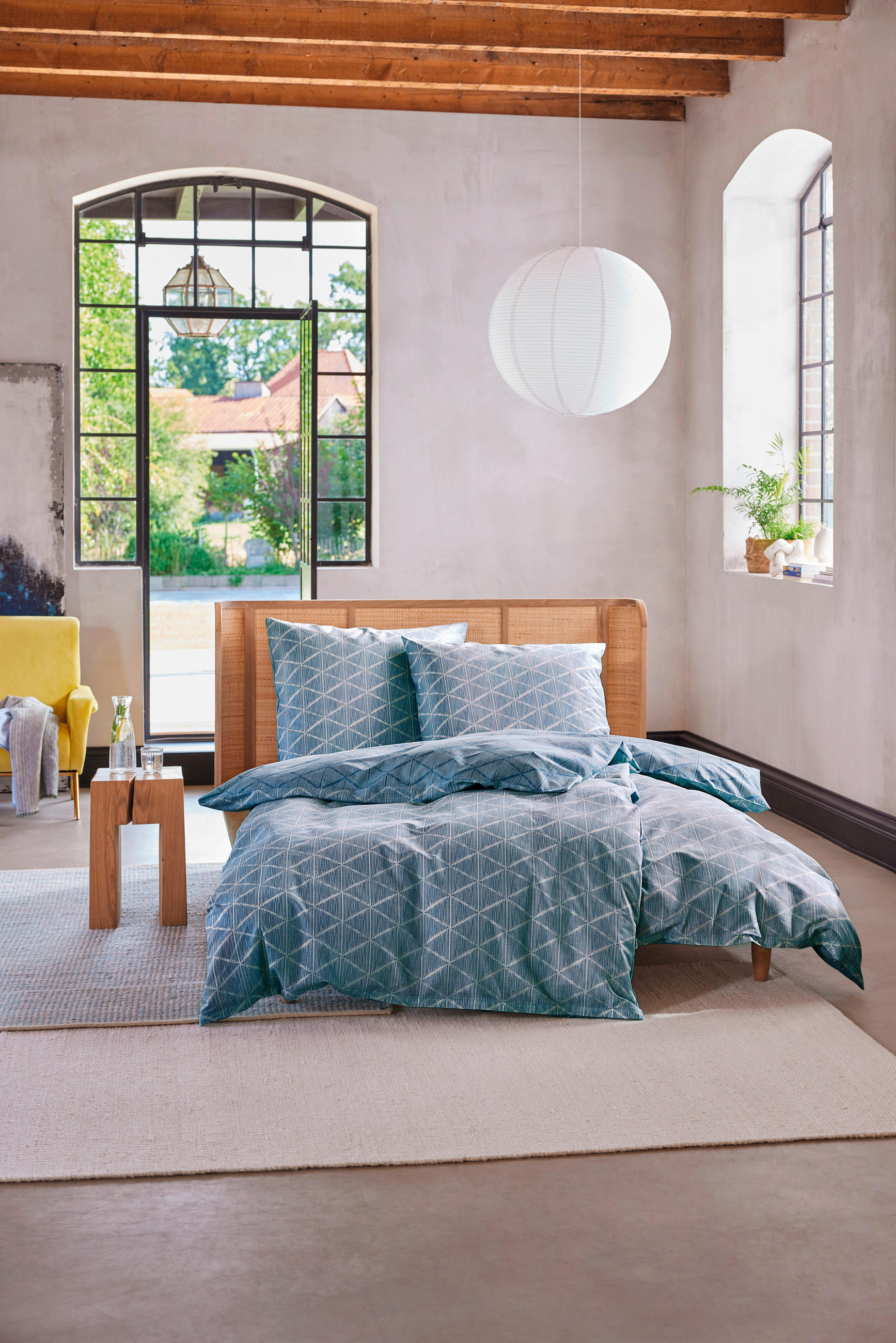 WENDEBETTWÄSCHE 155/220 cm E-Julien Renforcé  - Blau/Creme, Basics, Textil (155/220cm) - Esprit