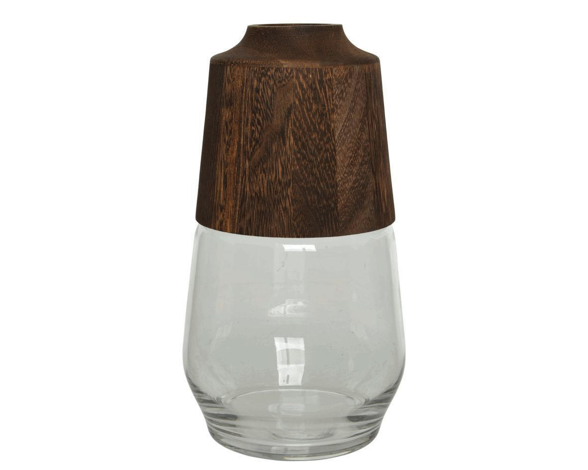 VÁZA, drevo, sklo, 28,5 cm - Basics, drevo/sklo (28,5cm)