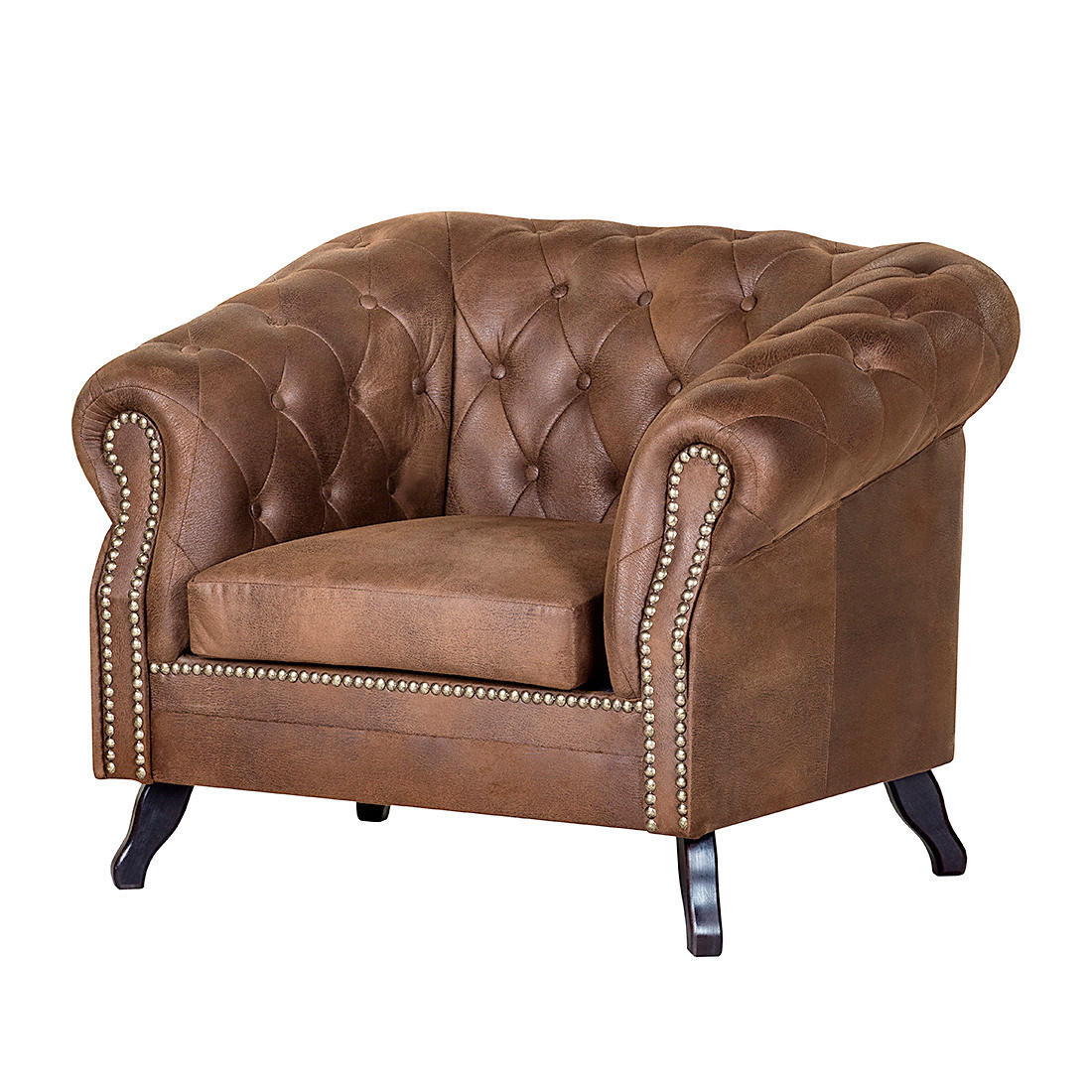 SESSEL in Lederlook Braun  - Braun, Design, Holz/Textil (110/82/90cm) - P & B