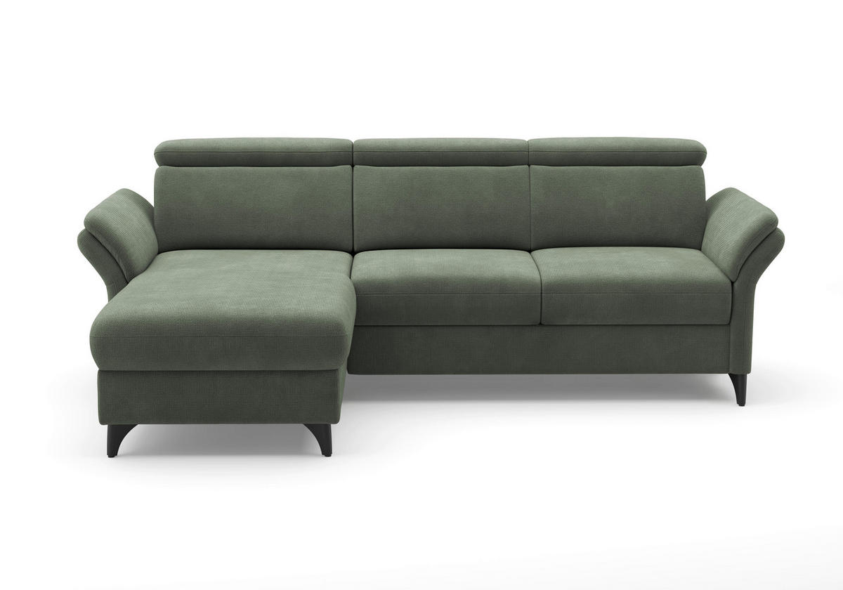 ECKSOFA GLENDALE E Dunkelgrün Flachgewebe  - Dunkelgrün/Schwarz, KONVENTIONELL, Textil/Metall (166/253cm) - Sit & More
