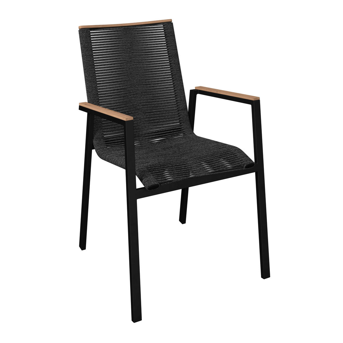 STAPELSESSEL Teakholz Aluminium Anthrazit, Schwarz, Teakfarben  - Anthrazit/Schwarz, Design, Holz/Textil (56/90/66cm) - Amatio