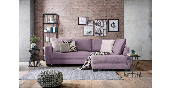 ECKSOFA in Cord Violett  - Violett/Schwarz, KONVENTIONELL, Holz/Textil (267/181cm) - Carryhome