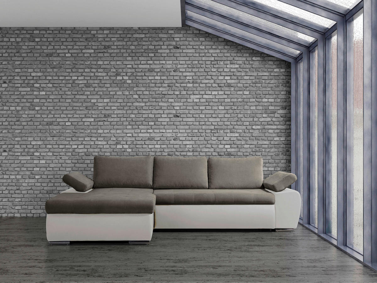 ECKSOFA in Flachgewebe Weiß, Hellbraun  175/271 cm  - Hellbraun/Weiß, Design, Kunststoff/Textil (175/271cm) - Xora