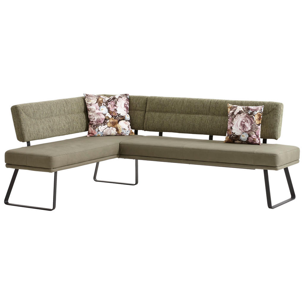 Thumbnail - Dieter Knoll Eckbank, Schwarz, Olivgrün, Metall, Textil, 4-Sitzer, L-Form, 225x169 cm, Emas, Dgm, Fußauswahl, Lederauswa...
